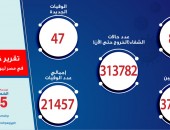 الصحة: ارتفاع حالات الشفاء من مصابي فيروس كورونا إلى 313782 وخروجهم من المستشفيات