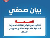 الصحة : الانتهاء من قوائم الانتظار لعمليات قسطرة القلب بمستشفي السويس العام